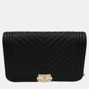 Chanel Black Leather Chevron Mini Boy Wallet On Chain, Wallets & Money Clips - Luxury Closet catalog