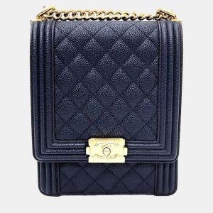 Chanel Navy Blue Caviar Leather North/South Quilted Flap Bag, Shoulder Bags - Luxury Closet catalog