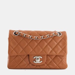 Chanel Caramel Mini Rectangular Bag in Caviar Leather with Silver Hardware, Shoulder Bags - Luxury Closet catalog
