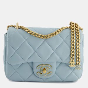 Chanel Powder Blue Mini Square Flap Bag with Gold Hardware, Shoulder Bags - Luxury Closet catalog