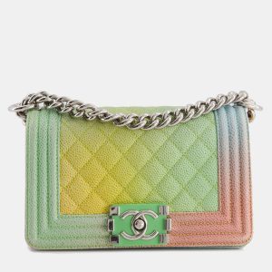 Chanel Unicorn Multi-Coloured Small Boy Bag in Caviar Leather with Silver Hardware, Shoulder Bags - Luxury Closet catalog