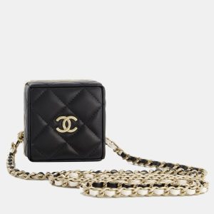 Chanel Black and White Micro Box Square Bag with Gold Hardware, Shoulder Bags - Luxury Closet catalog