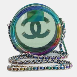Chanel Rainbow Green Filigree PVC CC Mini Round Crossbody Bag with Silver Hardware, Shoulder Bags - Luxury Closet catalog