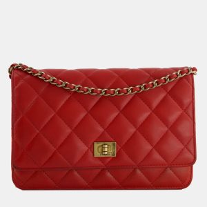 Chanel Red 2.55 Wallet on Chain in Lambskin Leather with Champagne Gold Hardware, Wallets & Money Clips - Luxury Closet catalog