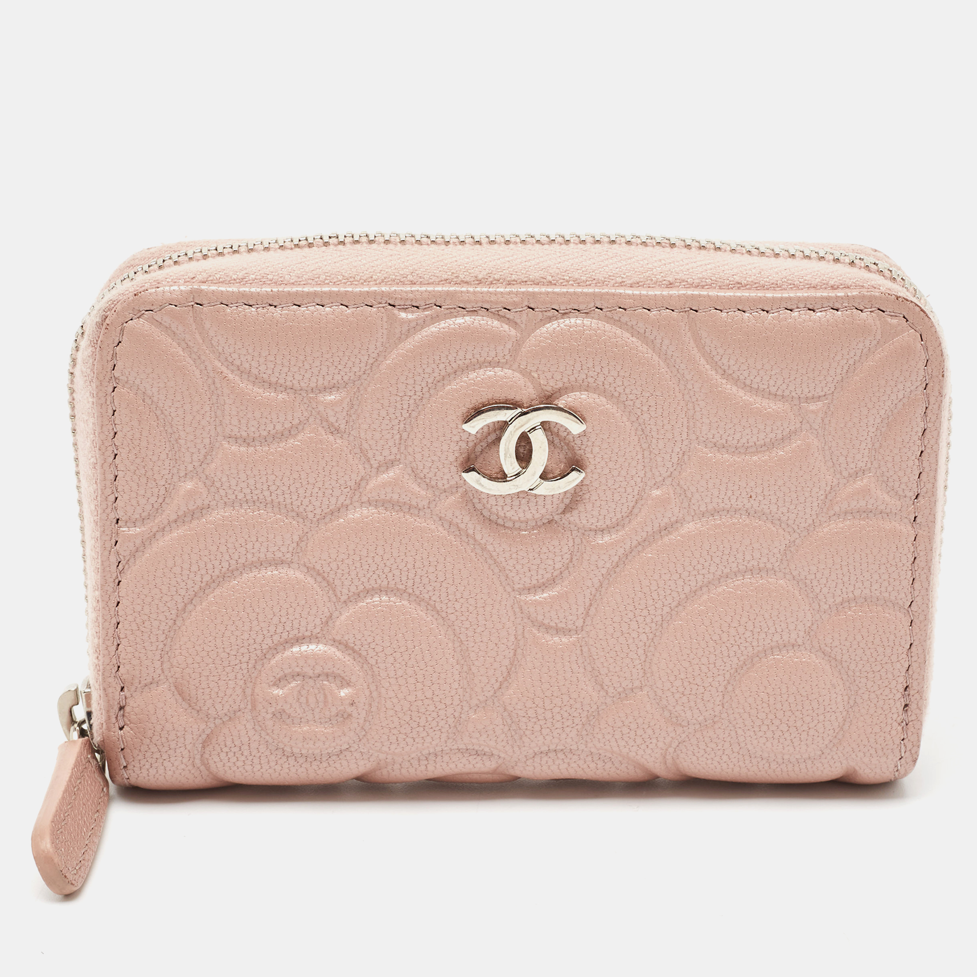 Chanel Pink Camellia Embossed Leather Zip Around Coin Purse, Wallets & Money Clips - Luxury Closet catalog