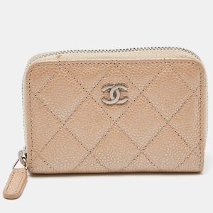 Chanel Beige Quilted Caviar Leather Zip Around Coin Purse, Wallets & Money Clips - Luxury Closet catalog