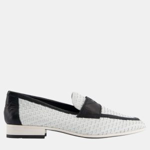 Chanel Black, White Woven Leather Loafer with CC Logo Size EU 35.5, Loafers & Slip-Ons - Luxury Closet catalog