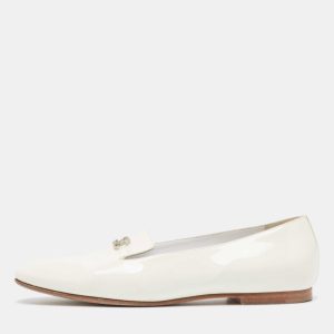 Chanel Off White Patent Leather CC Crystals Smoking Loafers Size 39, Loafers & Slip-Ons - Luxury Closet catalog