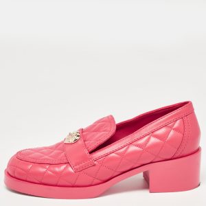 Chanel Pink Quilted Leather CC Block Heel Loafers Size 40, Loafers & Slip-Ons - Luxury Closet catalog