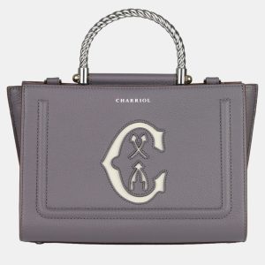 Charriol Storm Grey Leather MARIE OLGA Handbag, Tote Handbags - Luxury Closet