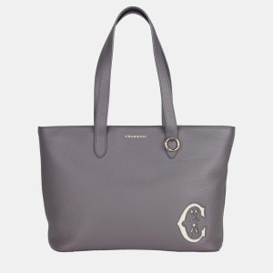 Charriol Storm Grey Leather MARIE OLGA Shopper, Tote Handbags - Luxury Closet