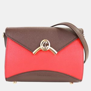 Charriol Brown/Red Leather Coralie Malia Handbag, Shoulder Bags - Luxury Closet
