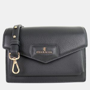 Charriol Deep Grey Leather Twilight Handbag, Shoulder Bags - Luxury Closet