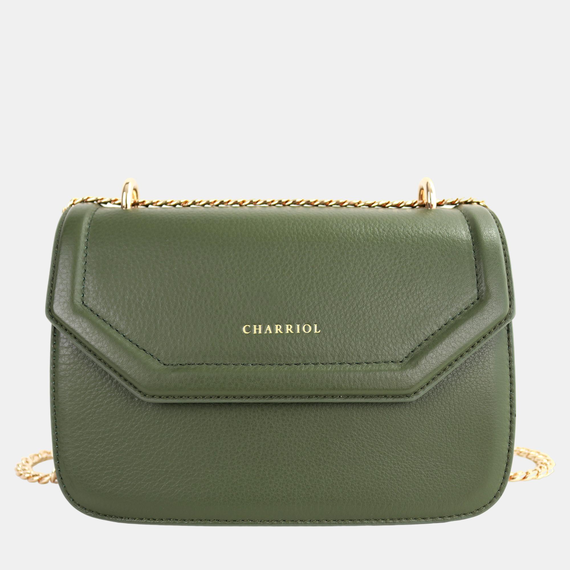 Charriol Military Green Leather Twilight Handbag, Shoulder Bags - Luxury Closet