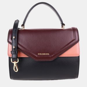 Charriol Black/Light Brown Leather Forever Handbag, Satchels - Luxury Closet
