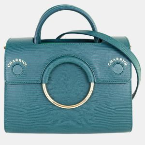 Charriol Green Leather Chameleon Handbag, Satchels - Luxury Closet