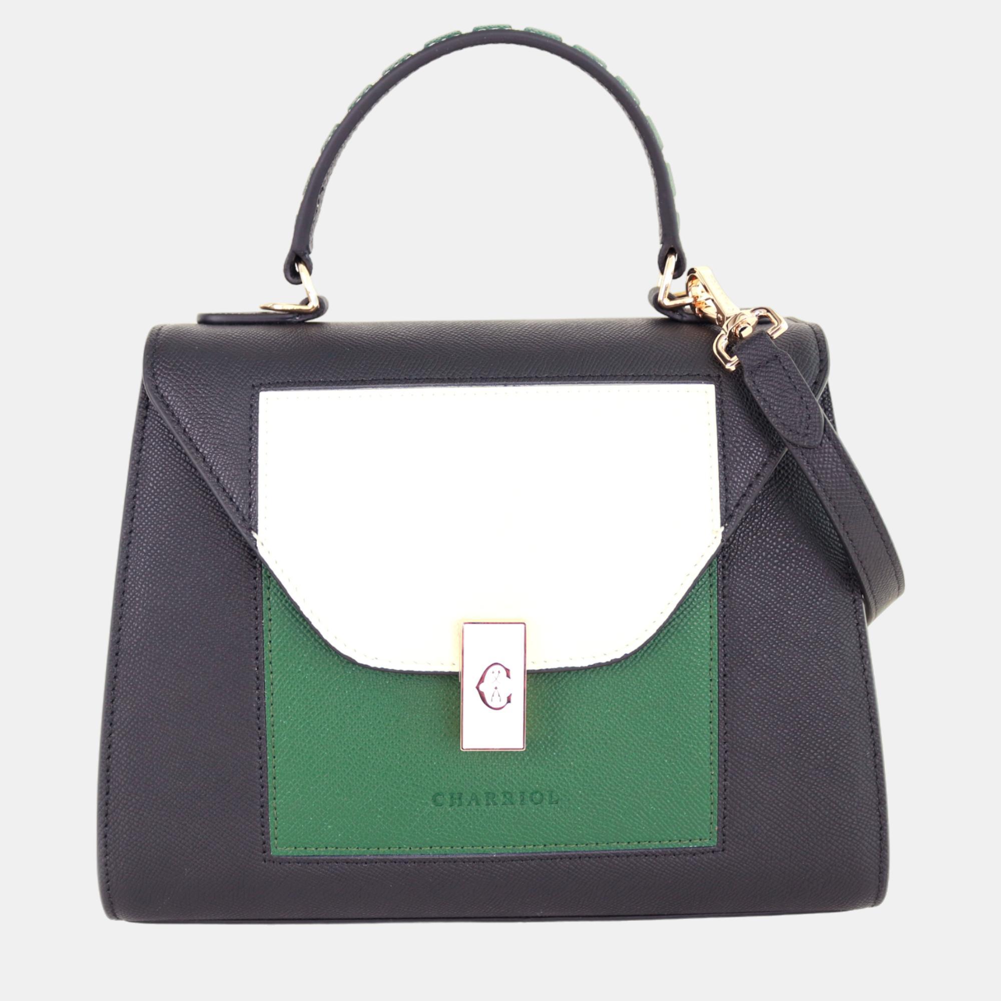 Charriol Black & Dark Green Leather LE REVE Handbag, Handbags - Luxury Closet catalog