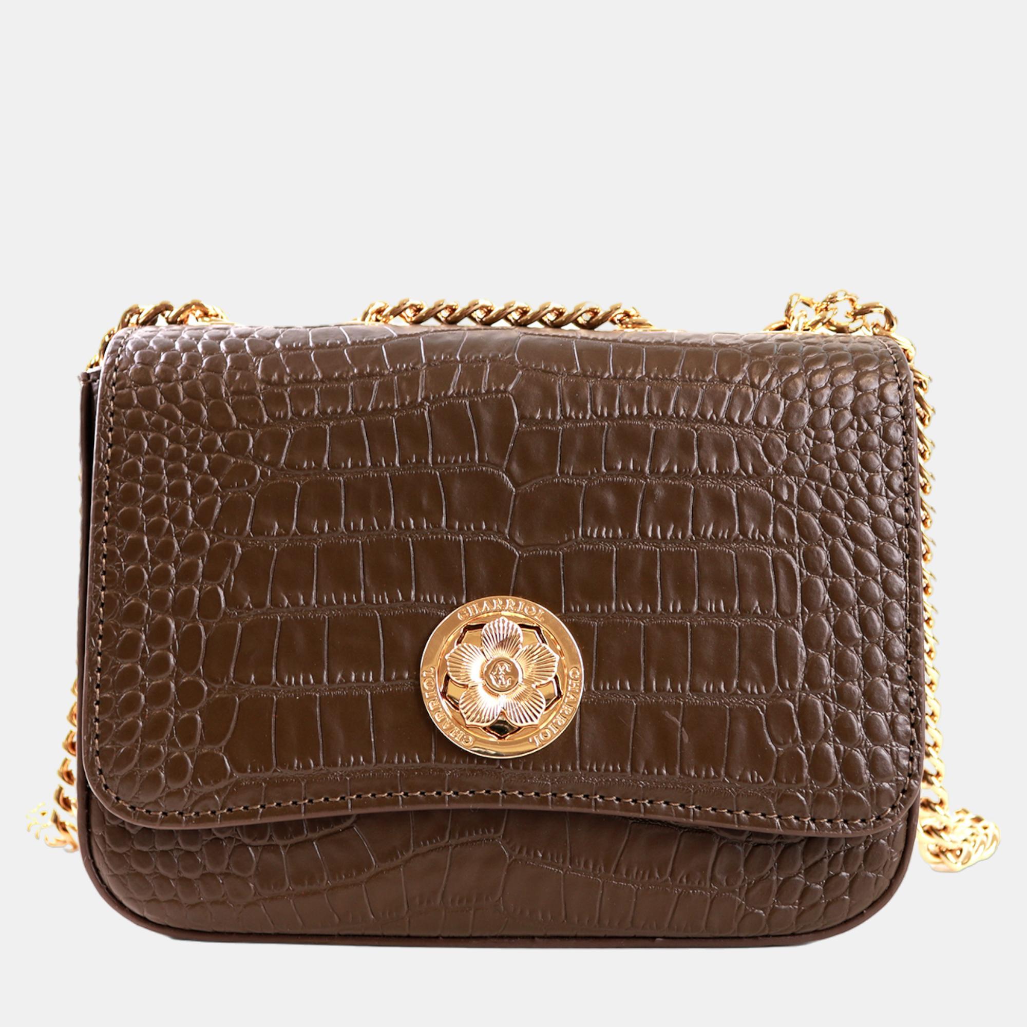 Charriol Dark Brown Leather LaetitiaClassic Handbag, Shoulder Bags - Luxury Closet catalog