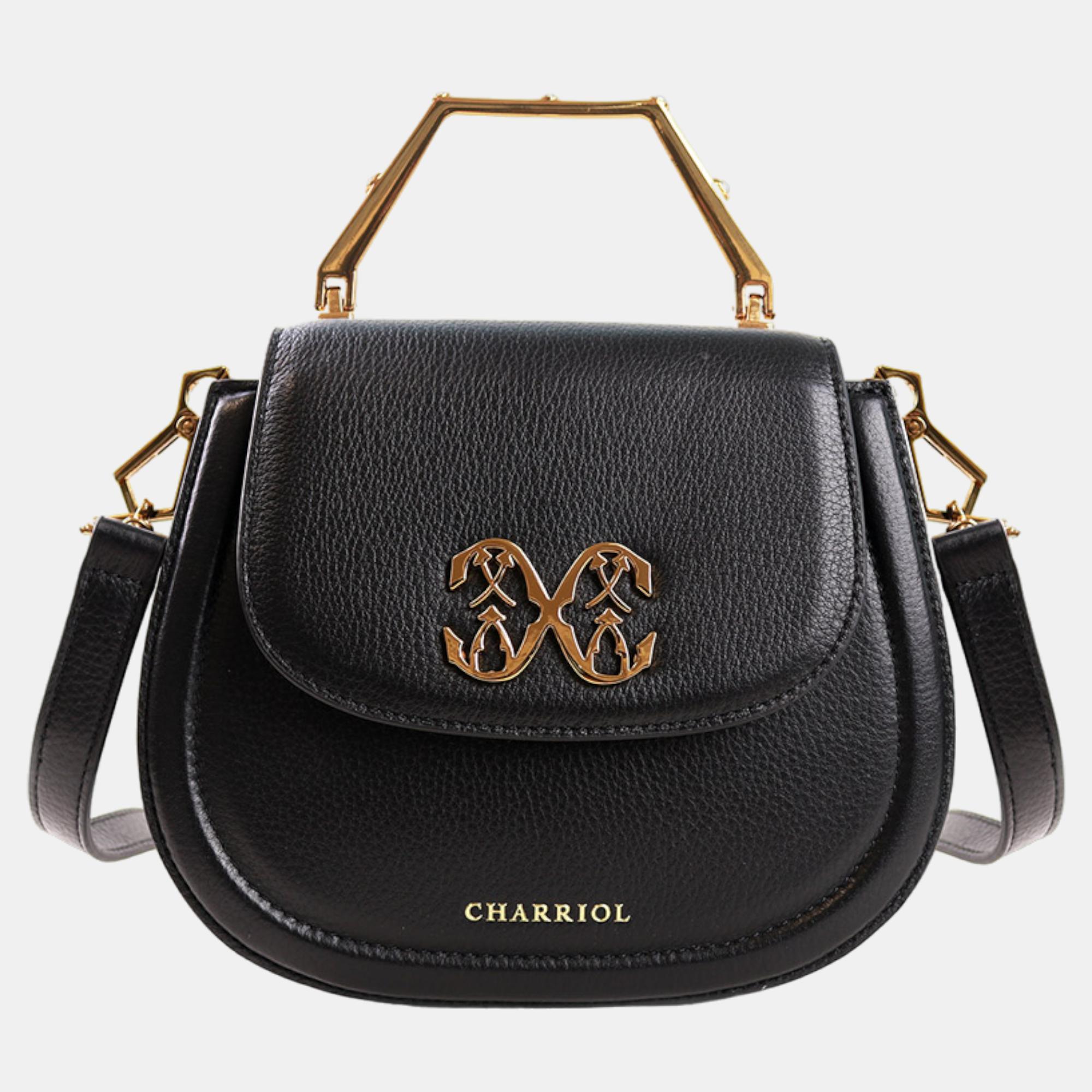 Charriol Black Leather MARIE OLGA Handbag, Satchels - Luxury Closet