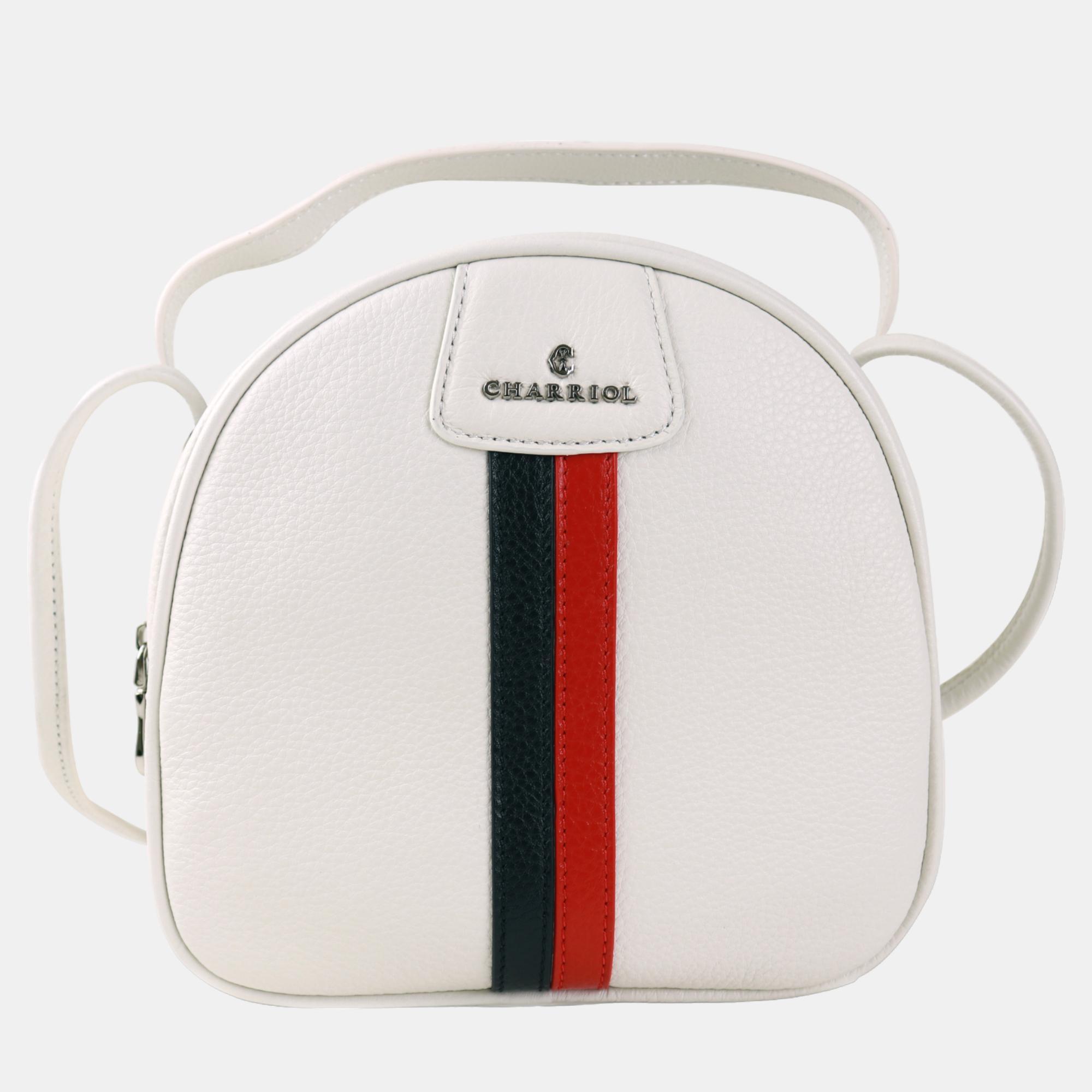 Charriol White Leather Conic Handbag, Satchels - Luxury Closet