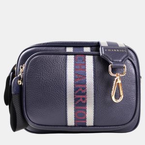 Charriol Dark Blue Leather Deauville Crossbody, Handbags - Luxury Closet