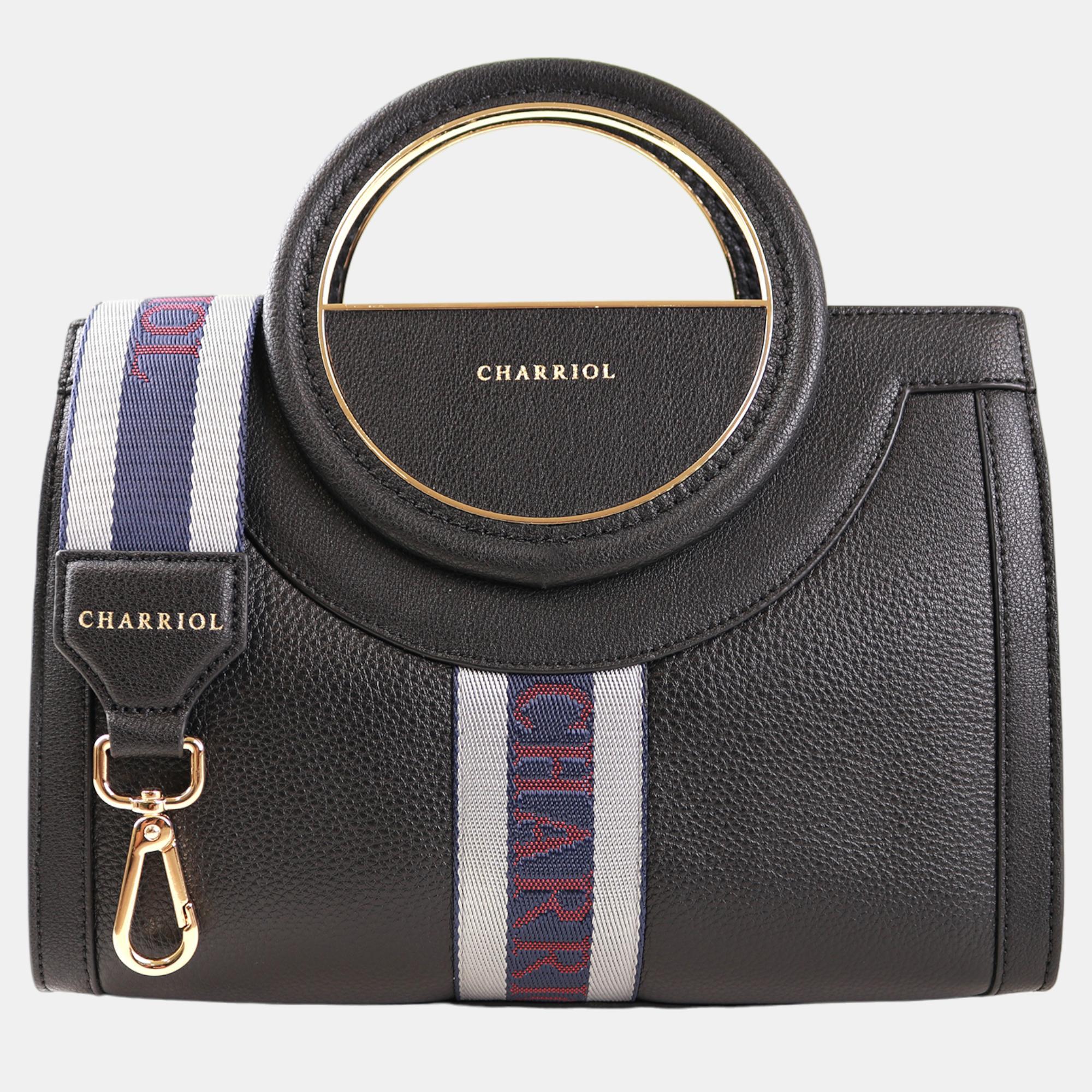 Charriol Black Leather Deauville Handbag, Tote Handbags - Luxury Closet