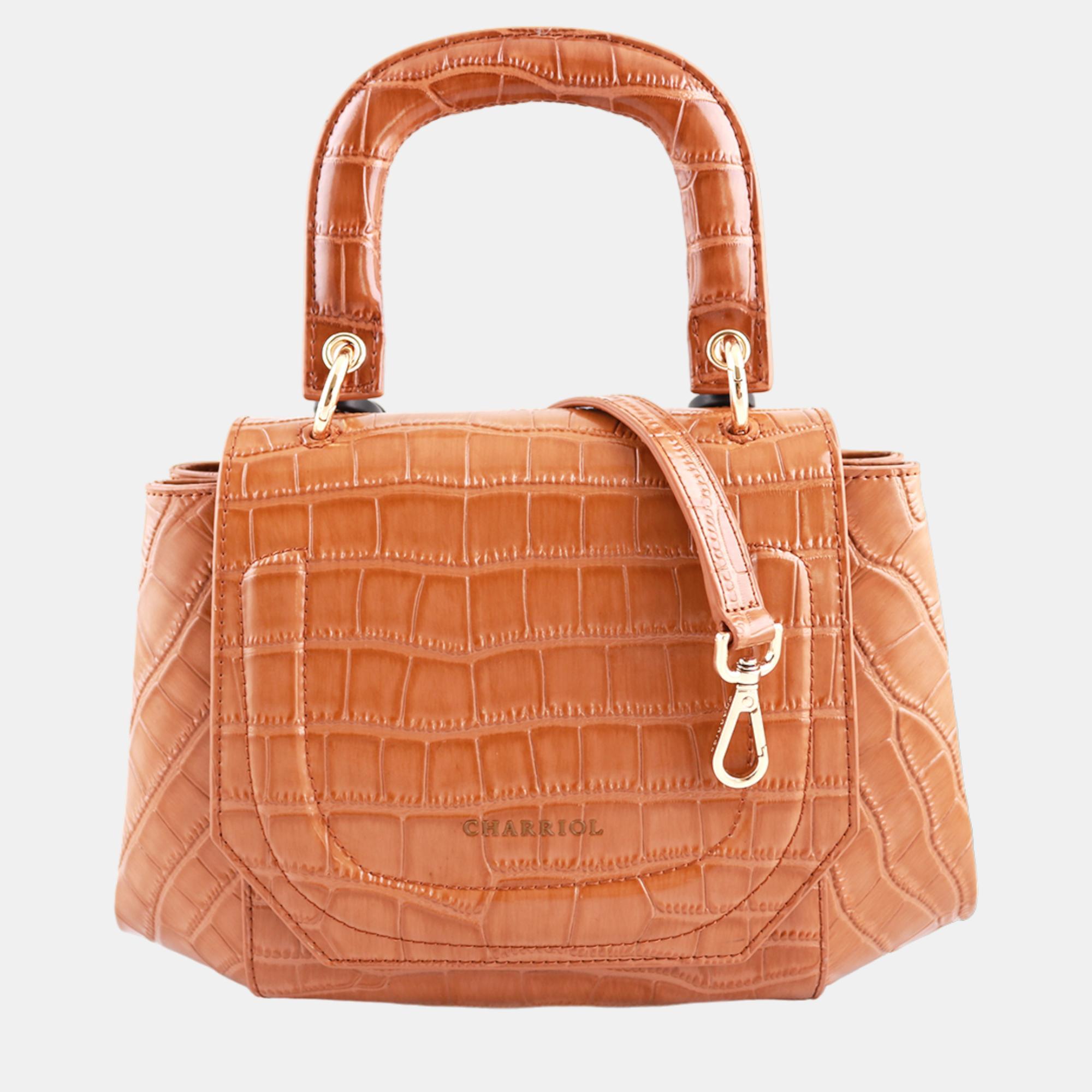 Charriol Brown Leather Passion Handbag, Satchels - Luxury Closet