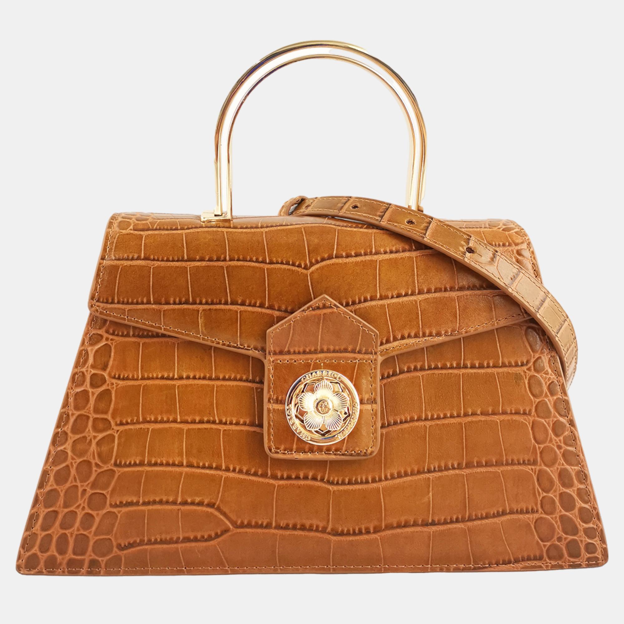 Charriol Brown Leather Laetitia Crossbody, Handbags - Luxury Closet