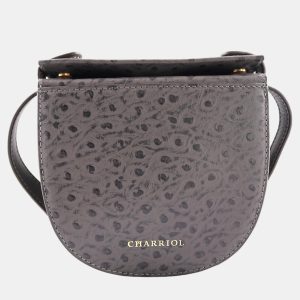 Charriol Grey Leather Passion Ostrich Crossbody, Handbags - Luxury Closet