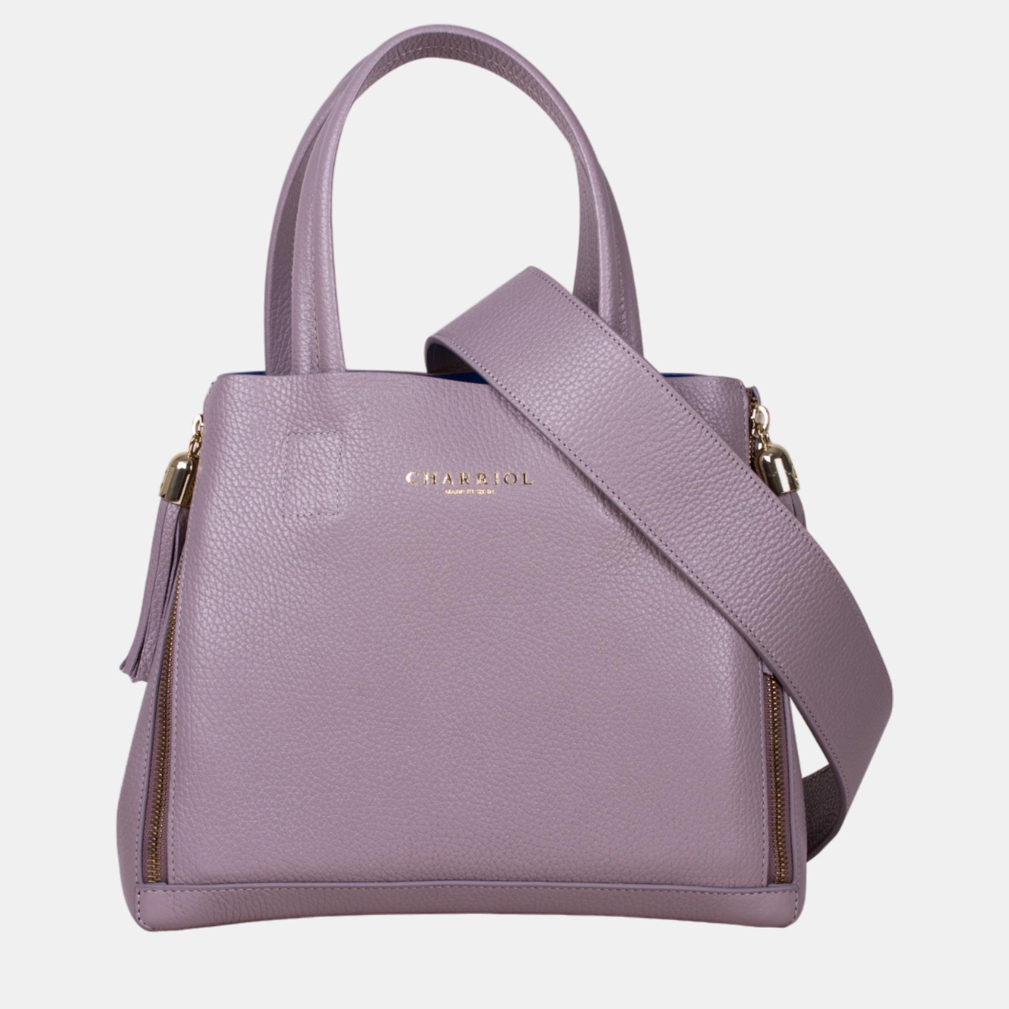 Charriol L.Grey Leather Handbag, Tote Handbags - Luxury Closet
