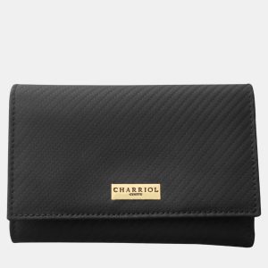 Charriol Black Leather Carbon Wallet, Wallets & Money Clips - Luxury Closet