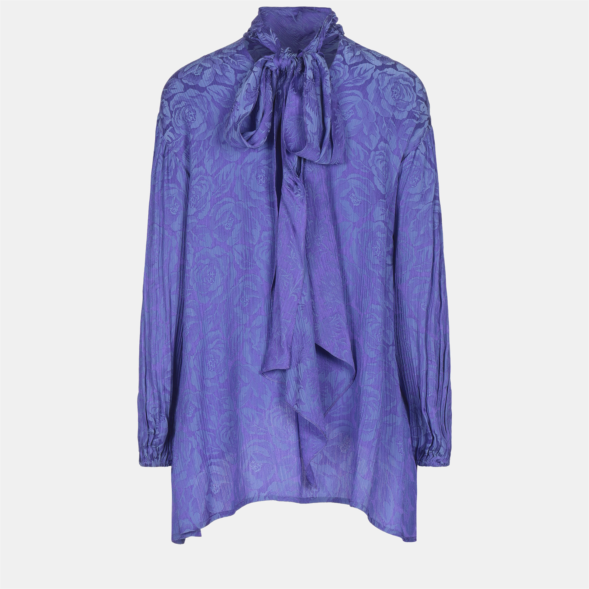 Chloe Bluish Violet Floral Jacquard Silk Blouse M (FR 38), Shirts & Tops - Luxury Closet catalog