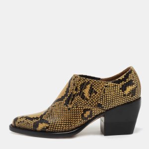 Chloe Yellow/Black Python Embossed Leather Rylee Ankle Boots Size 37, Boots - Luxury Closet catalog