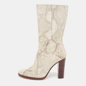 Chlo&eacute; Two Tone Python Leather Adelie Mid Calf Boots Size 41.5, Boots - Luxury Closet catalog
