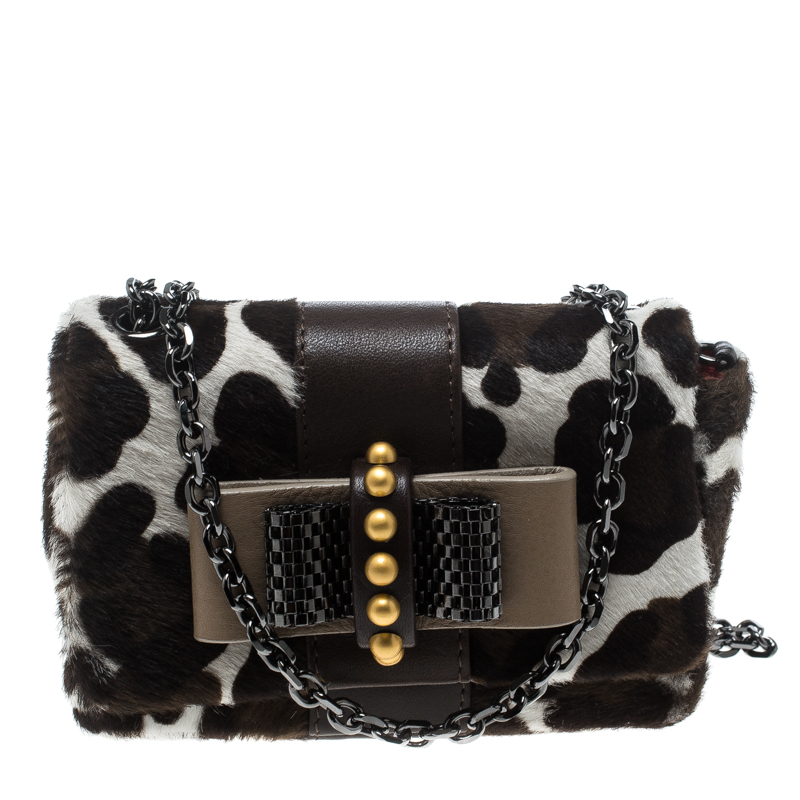 Christian Louboutin White Animal Print Calfhair Mini Sweet Charity Shoulder Bag, Shoulder Bags - Luxury Closet catalog