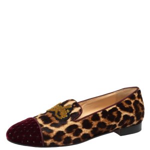 Christian Louboutin Brown Tiger Print Pony Hair And Canvas Rollerboy Loafers Size 38.5, Loafers & Slip-Ons - Luxury Closet catalog