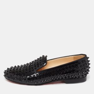 Christian Louboutin Black Patent Leather Dandelion Spikes Smoking Slippers Size 37, Loafers & Slip-Ons - Luxury Closet catalog