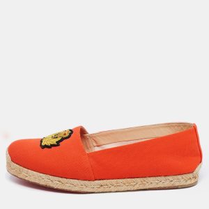 Christian Louboutin Orange Canvas Gala Embroidered Crest Espadrille Loafers Size 40, Loafers & Slip-Ons - Luxury Closet catalog