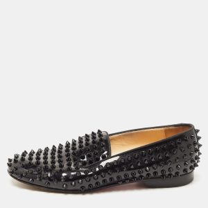 Christian Louboutin Black Patent Leather Dandelion Spikes Smoking Slippers Size 38, Loafers & Slip-Ons - Luxury Closet catalog