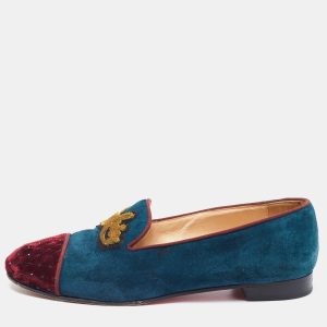 Christian Louboutin Two Tone Suede And Velvet I Love My Loubies Smoking Slippers Size 39, Loafers & Slip-Ons - Luxury Closet catalog