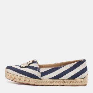Christian Louboutin Blue/White Striped Canvas Galia Espadrille Flats Size 36, Loafers & Slip-Ons - Luxury Closet catalog