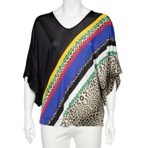 Class by Roberto Cavalli Multicolor Printed Jersey Oversized Top M, Shirts & Tops - Luxury Closet