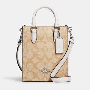 Coach White/Beige Leather and Canvas Mini Tote, Tote Handbags - Luxury Closet catalog