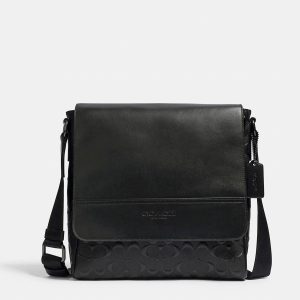 Coach Black Signature Leather Houston Map Bag, Shoulder Bags - Luxury Closet catalog