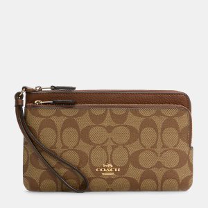 Coach Gold/Beige Signature Canvas Double Zip Wallet, Wallets & Money Clips - Luxury Closet catalog
