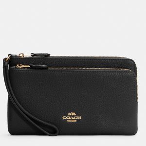 Coach Gold/Black Leather Double Zip Wallet, Wallets & Money Clips - Luxury Closet catalog