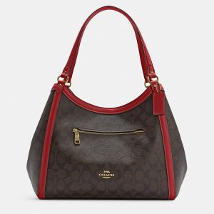Coach Red/Brown Signature Canvas Kristy Shoulder Bag, Shoulder Bags - Luxury Closet catalog