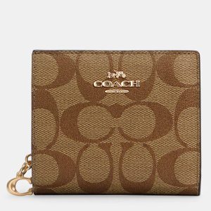 Coach Beige/Redwood Signature Canvas Snap Wallet, Wallets & Money Clips - Luxury Closet catalog