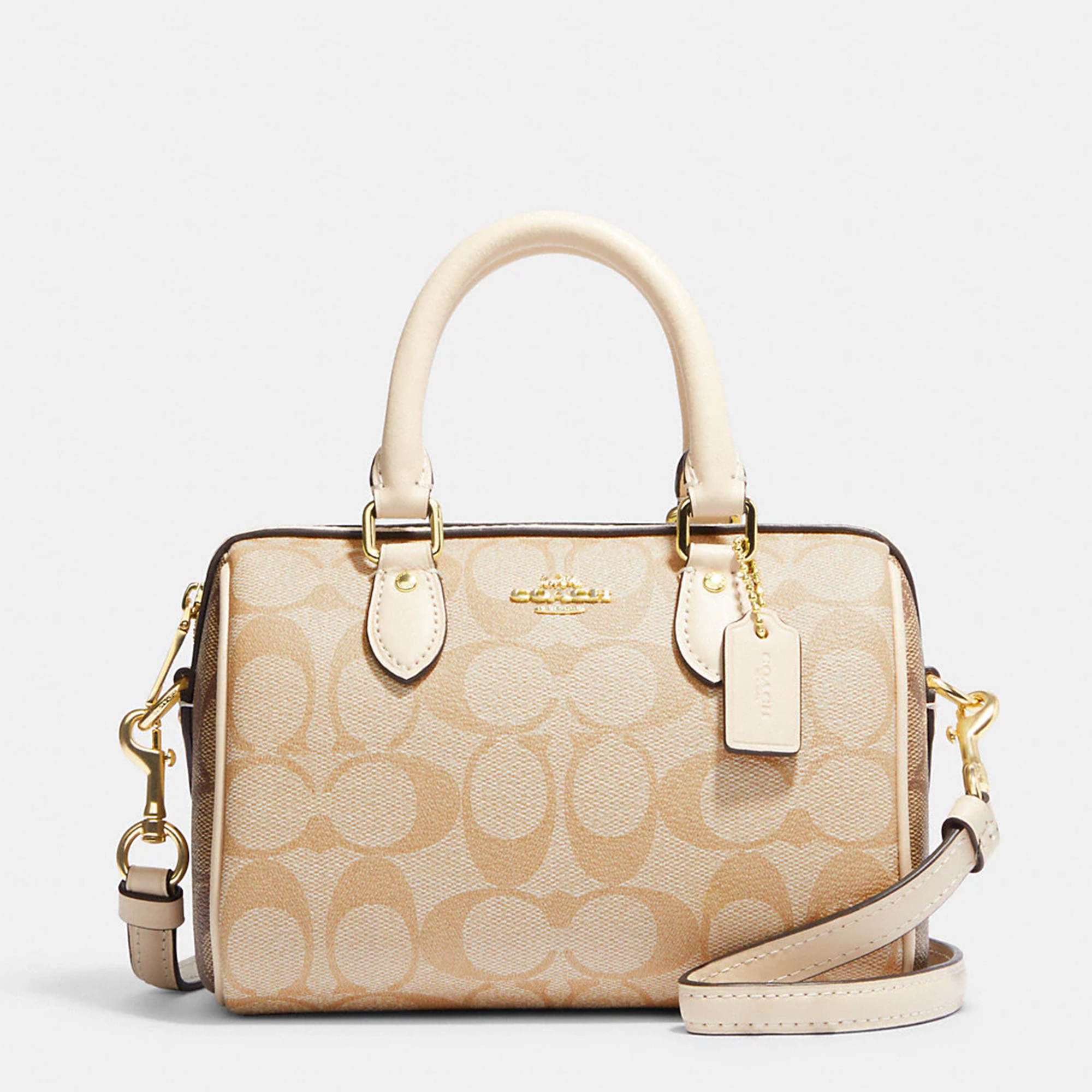 Coach Gold/Beige Signature Canvas Mini Rowan Satchel, Handbags - Luxury Closet catalog