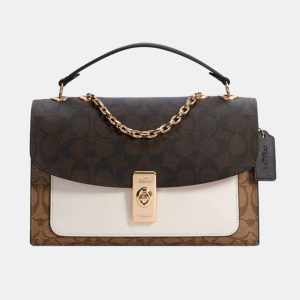 Coach Brown/White Multicolor Signature Canvas & Leather Shoulder Bag, Shoulder Bags - Luxury Closet catalog